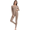 image:imageWiWi Womens Pajamas Set Super Soft Lounge Set Viscose from Bamboo Sleepwear Cooling Long Sleeve Top Leggings Pjs SXXLCamel