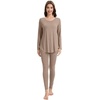 image:imageWiWi Womens Pajamas Set Super Soft Lounge Set Viscose from Bamboo Sleepwear Cooling Long Sleeve Top Leggings Pjs SXXLCamel