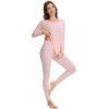 image:imageWiWi Womens Pajamas Set Super Soft Lounge Set Viscose from Bamboo Sleepwear Cooling Long Sleeve Top Leggings Pjs SXXLCream Pink