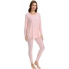 image:imageWiWi Womens Pajamas Set Super Soft Lounge Set Viscose from Bamboo Sleepwear Cooling Long Sleeve Top Leggings Pjs SXXLCream Pink