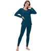image:imageWiWi Womens Pajamas Set Super Soft Lounge Set Viscose from Bamboo Sleepwear Cooling Long Sleeve Top Leggings Pjs SXXLPeacock Blue