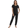 image:imageWiWi Womens Pajamas Soft Short Sleeve Shirt Jogger Pants Pajama Set for Women Scoop Neck Pjs Rayon Loungewear SXXLBlack