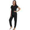 image:imageWiWi Womens Pajamas Soft Short Sleeve Shirt Jogger Pants Pajama Set for Women Scoop Neck Pjs Rayon Loungewear SXXLBlack