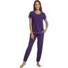 image:imageWiWi Womens Pajamas Soft Short Sleeve Shirt Jogger Pants Pajama Set for Women Scoop Neck Pjs Rayon Loungewear SXXLMulberry