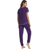 image:imageWiWi Womens Pajamas Soft Short Sleeve Shirt Jogger Pants Pajama Set for Women Scoop Neck Pjs Rayon Loungewear SXXLMulberry
