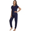image:imageWiWi Womens Pajamas Soft Short Sleeve Shirt Jogger Pants Pajama Set for Women Scoop Neck Pjs Rayon Loungewear SXXLNavy