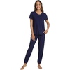image:imageWiWi Womens Pajamas Soft Short Sleeve Shirt Jogger Pants Pajama Set for Women Scoop Neck Pjs Rayon Loungewear SXXLNavy