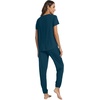 image:imageWiWi Womens Pajamas Soft Short Sleeve Shirt Jogger Pants Pajama Set for Women Scoop Neck Pjs Rayon Loungewear SXXLPeacock Blue