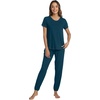 image:imageWiWi Womens Pajamas Soft Short Sleeve Shirt Jogger Pants Pajama Set for Women Scoop Neck Pjs Rayon Loungewear SXXLPeacock Blue