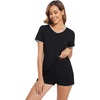 image:imageWiWi Womens Short Sleeve Pajama Sets Casual V Neck 2 Piece Sleepwear Soft Viscose from Bamboo Shorts Pj Set SXXLBlack