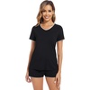 image:imageWiWi Womens Short Sleeve Pajama Sets Casual V Neck 2 Piece Sleepwear Soft Viscose from Bamboo Shorts Pj Set SXXLBlack