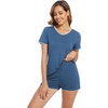image:imageWiWi Womens Short Sleeve Pajama Sets Casual V Neck 2 Piece Sleepwear Soft Viscose from Bamboo Shorts Pj Set SXXLPrussian Blue