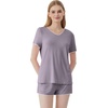 image:imageWiWi Womens Short Sleeve Pajama Sets Casual V Neck 2 Piece Sleepwear Soft Viscose from Bamboo Shorts Pj Set SXXLPurplish Grey