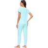 image:imageWiWi Womens Short Sleeve Pajama Sets Viscose from Bamboo Pajamas Soft Sleepwear Long Jogger Pants Loungewear SXXLAqua