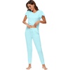 image:imageWiWi Womens Short Sleeve Pajama Sets Viscose from Bamboo Pajamas Soft Sleepwear Long Jogger Pants Loungewear SXXLAqua
