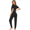 image:imageWiWi Womens Short Sleeve Pajama Sets Viscose from Bamboo Pajamas Soft Sleepwear Long Jogger Pants Loungewear SXXLBlack