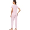 image:imageWiWi Womens Short Sleeve Pajama Sets Viscose from Bamboo Pajamas Soft Sleepwear Long Jogger Pants Loungewear SXXLPink