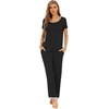 image:imageWiWi Womens Short Sleeve Pajama Sets Viscose from Bamboo Sleepwear Ladies Soft Loungewear Set Pjs with Pockets SXXLBlack