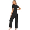 image:imageWiWi Womens Short Sleeve Pajama Sets Viscose from Bamboo Sleepwear Ladies Soft Loungewear Set Pjs with Pockets SXXLBlack