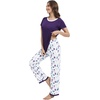 image:imageWiWi Womens Short Sleeve Pajama Sets Viscose from Bamboo Sleepwear Ladies Soft Loungewear Set Pjs with Pockets SXXLDark Purple Dots