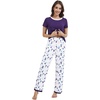 image:imageWiWi Womens Short Sleeve Pajama Sets Viscose from Bamboo Sleepwear Ladies Soft Loungewear Set Pjs with Pockets SXXLDark Purple Dots
