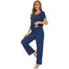 image:imageWiWi Womens Short Sleeve Pajama Sets Viscose from Bamboo Sleepwear Ladies Soft Loungewear Set Pjs with Pockets SXXLInk Blue