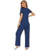 image:imageWiWi Womens Short Sleeve Pajama Sets Viscose from Bamboo Sleepwear Ladies Soft Loungewear Set Pjs with Pockets SXXLInk Blue