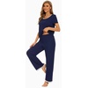 image:imageWiWi Womens Short Sleeve Pajama Sets Viscose from Bamboo Sleepwear Ladies Soft Loungewear Set Pjs with Pockets SXXLNavy