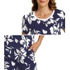 image:imageWiWi Womens Short Sleeve Pajama Sets Viscose from Bamboo Sleepwear Ladies Soft Loungewear Set Pjs with Pockets SXXLNavy Floral