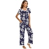 image:imageWiWi Womens Short Sleeve Pajama Sets Viscose from Bamboo Sleepwear Ladies Soft Loungewear Set Pjs with Pockets SXXLNavy Floral