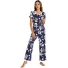image:imageWiWi Womens Short Sleeve Pajama Sets Viscose from Bamboo Sleepwear Ladies Soft Loungewear Set Pjs with Pockets SXXLNavy Floral
