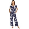 image:imageWiWi Womens Short Sleeve Pajama Sets Viscose from Bamboo Sleepwear Ladies Soft Loungewear Set Pjs with Pockets SXXLNavy Floral