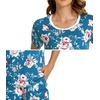 image:imageWiWi Womens Short Sleeve Pajama Sets Viscose from Bamboo Sleepwear Ladies Soft Loungewear Set Pjs with Pockets SXXLTeal BluePeony