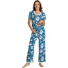 image:imageWiWi Womens Short Sleeve Pajama Sets Viscose from Bamboo Sleepwear Ladies Soft Loungewear Set Pjs with Pockets SXXLTeal BluePeony
