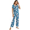 image:imageWiWi Womens Short Sleeve Pajama Sets Viscose from Bamboo Sleepwear Ladies Soft Loungewear Set Pjs with Pockets SXXLTeal BluePeony