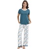image:imageWiWi Womens Short Sleeve Pajama Sets Viscose from Bamboo Sleepwear Ladies Soft Loungewear Set Pjs with Pockets SXXLWhiteGreen Dots