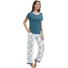 image:imageWiWi Womens Short Sleeve Pajama Sets Viscose from Bamboo Sleepwear Ladies Soft Loungewear Set Pjs with Pockets SXXLWhiteGreen Dots