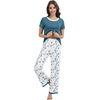 image:imageWiWi Womens Short Sleeve Pajama Sets Viscose from Bamboo Sleepwear Ladies Soft Loungewear Set Pjs with Pockets SXXLWhiteGreen Dots
