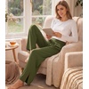 image:imageWiWi Womens Viscose from Bamboo Lounge Pants Soft Wide Leg Pajama Bottoms Palazzo Yoga Pant Casual Pj Bottom SXXLArmy Green