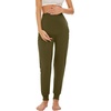 image:imageWiWi Womens Viscose from Bamboo Maternity Pants Soft Over The Belly Pregnancy Leggings High Waist Stretchy BottomsAdark Army Green