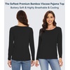 image:imageWiWi Womens Viscose from Bamboo Pajama Tops Soft Basic Sleep Shirt Loose Long Sleeves TShirt Loungewear SXXLAblack