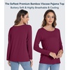 image:imageWiWi Womens Viscose from Bamboo Pajama Tops Soft Basic Sleep Shirt Loose Long Sleeves TShirt Loungewear SXXLAburgundy