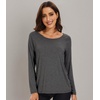 image:imageWiWi Womens Viscose from Bamboo Pajama Tops Soft Basic Sleep Shirt Loose Long Sleeves TShirt Loungewear SXXLAcharcoal Heather
