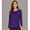image:imageWiWi Womens Viscose from Bamboo Pajama Tops Soft Basic Sleep Shirt Loose Long Sleeves TShirt Loungewear SXXLAdark Purple
