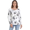 image:imageWiWi Womens Viscose from Bamboo Pajama Tops Soft Basic Sleep Shirt Loose Long Sleeves TShirt Loungewear SXXLAink Flowers on White