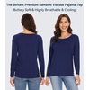 image:imageWiWi Womens Viscose from Bamboo Pajama Tops Soft Basic Sleep Shirt Loose Long Sleeves TShirt Loungewear SXXLAnavy