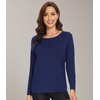 image:imageWiWi Womens Viscose from Bamboo Pajama Tops Soft Basic Sleep Shirt Loose Long Sleeves TShirt Loungewear SXXLAnavy