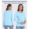 image:imageWiWi Womens Viscose from Bamboo Pajama Tops Soft Basic Sleep Shirt Loose Long Sleeves TShirt Loungewear SXXLApale Blue