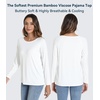 image:imageWiWi Womens Viscose from Bamboo Pajama Tops Soft Basic Sleep Shirt Loose Long Sleeves TShirt Loungewear SXXLAraw White