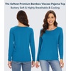 image:imageWiWi Womens Viscose from Bamboo Pajama Tops Soft Basic Sleep Shirt Loose Long Sleeves TShirt Loungewear SXXLAteal Blue
